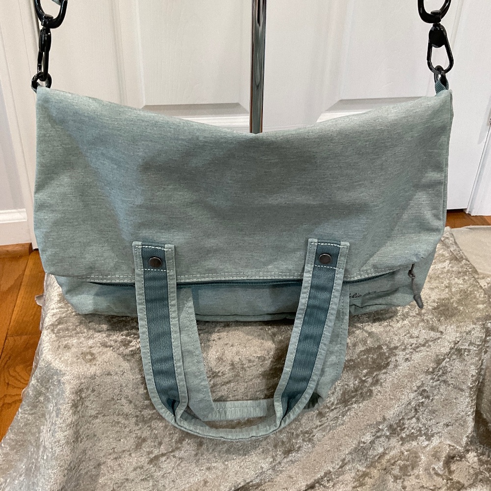 SOLD - Eddie Bauer Teal Blue Convertible Fold Over Messenger Bag